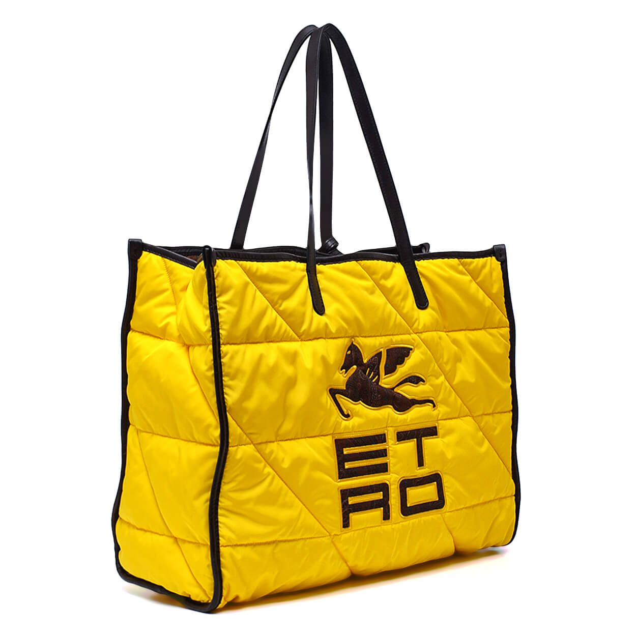 Etro - Yellow Quilted Logo Applique Padded Tote Bag